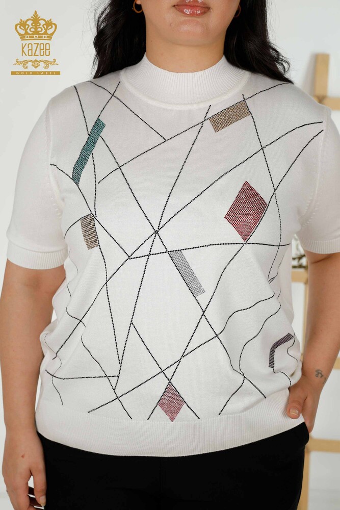 Wholesale Women's Knitwear Sweater Stand Ecru - 30078 | KAZEE - 2