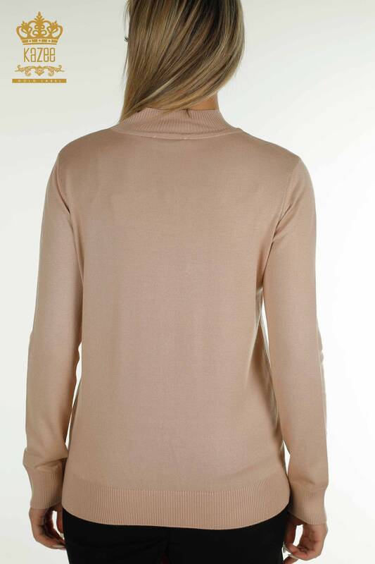 Wholesale Women's Knitwear Sweater High Collar Powder - 30454 | KAZEE