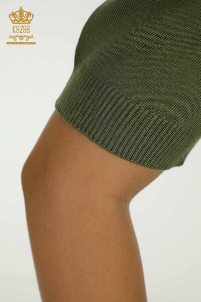 Wholesale Women's Knitwear Sweater High Collar Viscose Khaki - 16168 | KAZEE - Thumbnail