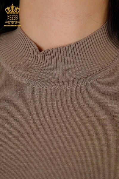 Wholesale Women's Knitwear Sweater High Collar Viscose Mink - 16168 | KAZEE - Thumbnail