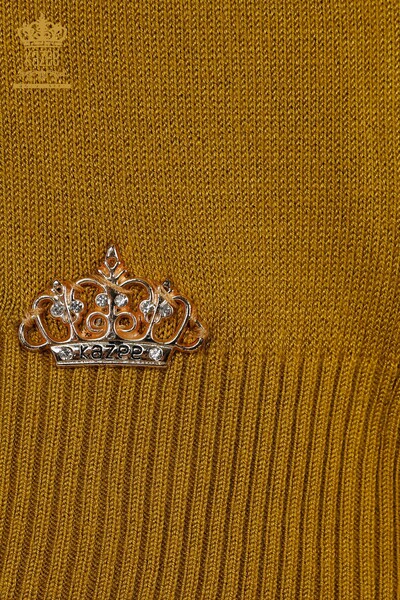 Wholesale Women's Knitwear Sweater High Collar Viscose Mustard - 16168 | KAZEE - Thumbnail