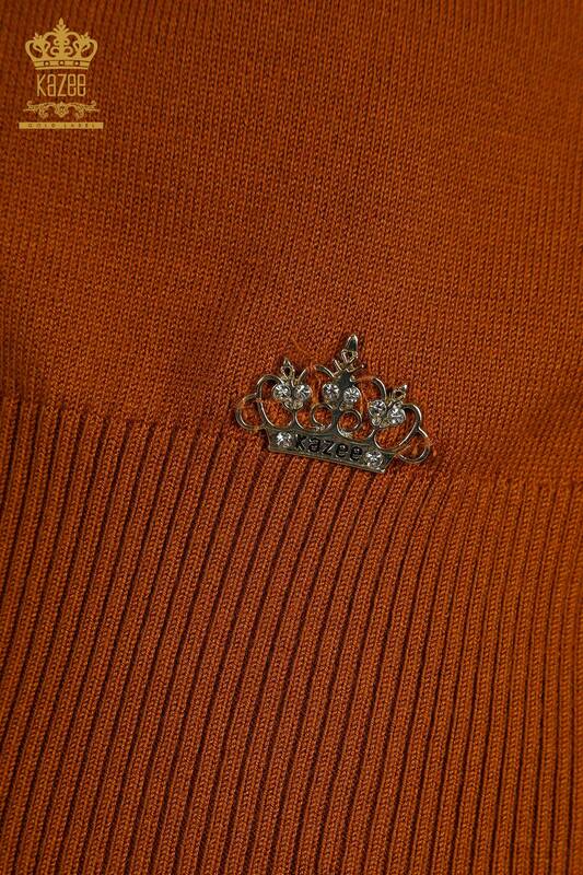 Wholesale Women's Knitwear Sweater High Collar Viscose Tan - 16168 | KAZEE