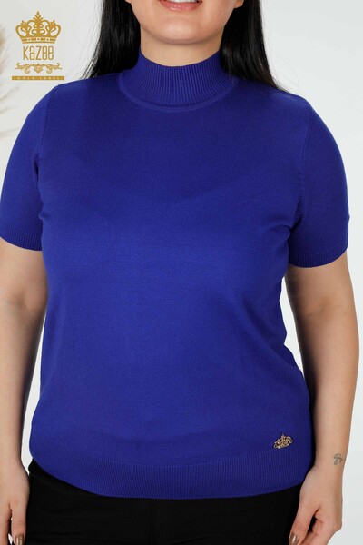 Wholesale Women's Knitwear Sweater High Collar Viscose Saks - 16168 | KAZEE - Thumbnail