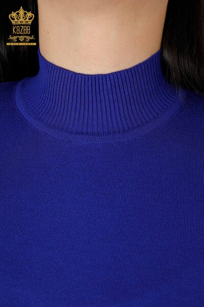 Wholesale Women's Knitwear Sweater High Collar Viscose Saks - 16168 | KAZEE - Thumbnail