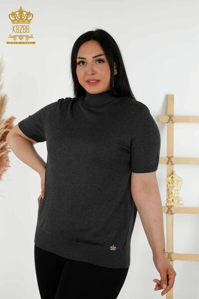 Wholesale Women's Knitwear Sweater High Collar Viscose Smoked - 16168 | KAZEE - Thumbnail