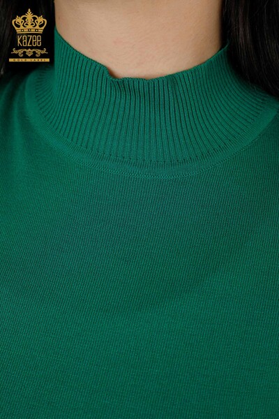 Wholesale Women's Knitwear Sweater High Collar Viscose Green - 16168 | KAZEE - Thumbnail