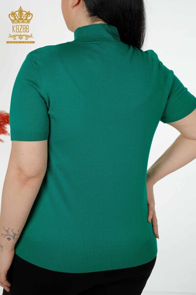 Wholesale Women's Knitwear Sweater High Collar Viscose Green - 16168 | KAZEE - Thumbnail