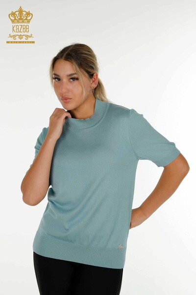 Wholesale Women's Knitwear Sweater High Collar Viscose Mint - 16168 | KAZEE - Thumbnail