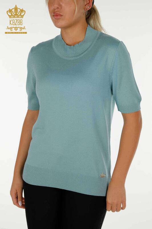 Wholesale Women's Knitwear Sweater High Collar Viscose Mint - 16168 | KAZEE