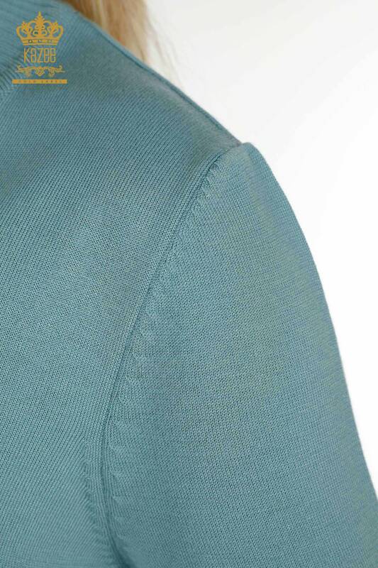 Wholesale Women's Knitwear Sweater High Collar Viscose Mint - 16168 | KAZEE