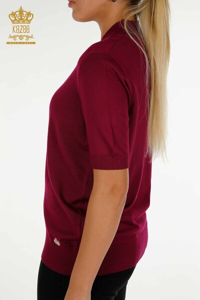 Wholesale Women's Knitwear Sweater High Collar Viscose Lilac - 16168 | KAZEE - Thumbnail