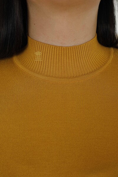 Wholesale Women's Knitwear Sweater High Collar Viscose Saffron - 16168 | KAZEE - Thumbnail
