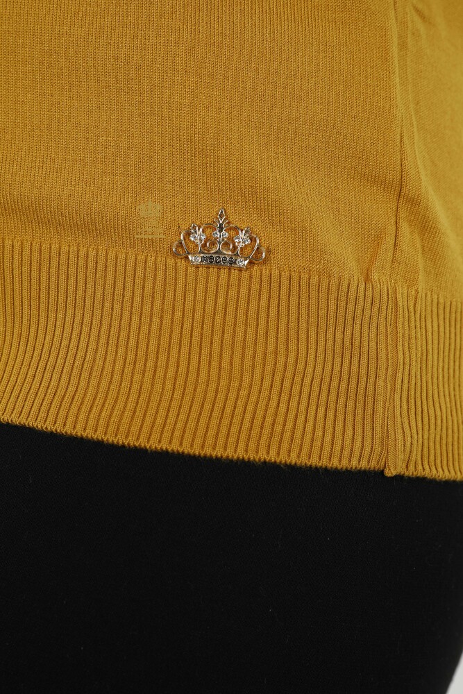 Wholesale Women's Knitwear Sweater High Collar Viscose Saffron - 16168 | KAZEE - 5