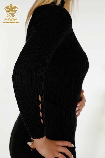Wholesale Women's Knitwear Sweater - Hole Detailed - Black - 30395 | KAZEE - Thumbnail