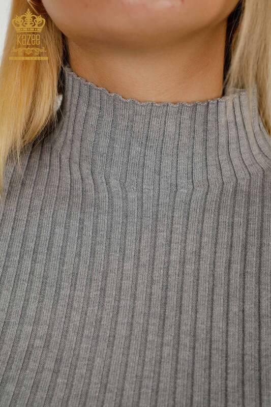Wholesale Women's Knitwear Sweater Hole Detailed Gray - 30395 | KAZEE