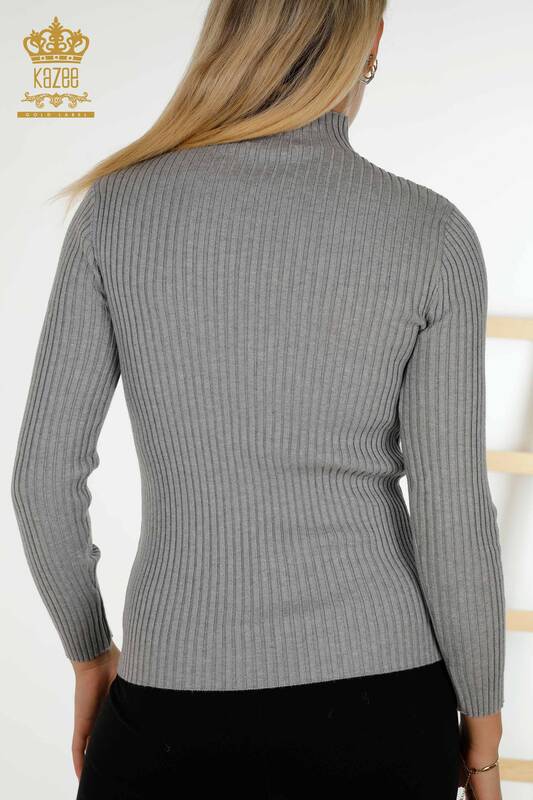 Wholesale Women's Knitwear Sweater Hole Detailed Gray - 30395 | KAZEE