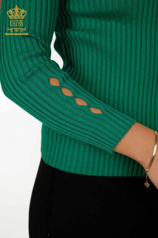 Wholesale Women's Knitwear Sweater - Hole Detailed - Green - 30395 | KAZEE