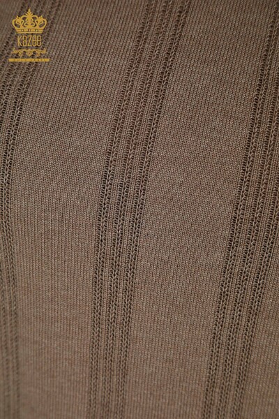 Wholesale Women's Knitwear Sweater with Hole Detail Mink - 30781 | KAZEE - Thumbnail