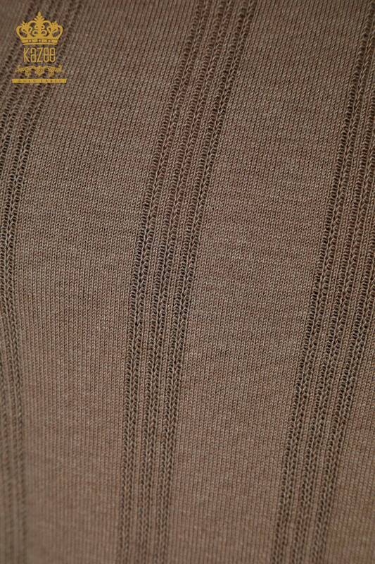 Wholesale Women's Knitwear Sweater with Hole Detail Mink - 30781 | KAZEE