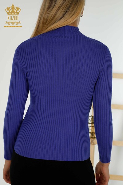 Wholesale Women's Knitwear Sweater Hole Detailed Violet - 30395 | KAZEE - Thumbnail
