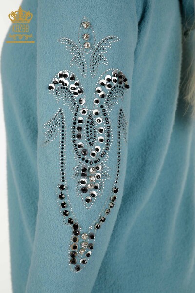 Wholesale Women's Knitwear Sweater Hooded Mint - 40006 | KAZEE - 5