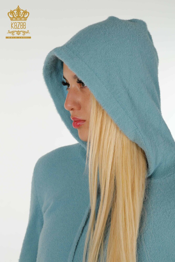 Wholesale Women's Knitwear Sweater Hooded Mint - 40006 | KAZEE - 7