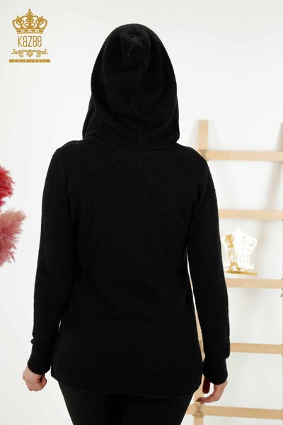 Wholesale Women's Knitwear Sweater - Hooded - Black - 40003 | KAZEE - Thumbnail