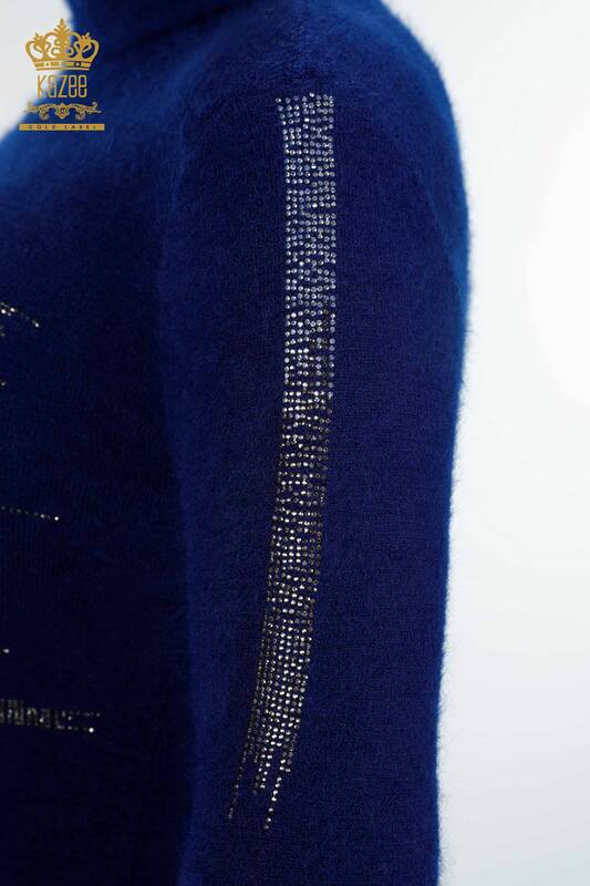 Wholesale Women's Knitwear Sweater Kazee Lettering Detailed Stone Embroidered - 18900 | KAZEE