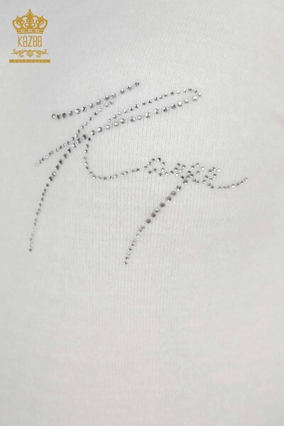Wholesale Women's Knitwear Sweater Kazee Letter Detailed Sleeve Stone Embroidered - 18734 | KAZEE - Thumbnail