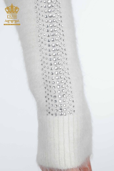 Wholesale Women's Knitwear Sweater Kazee Letter Detailed Sleeve Stone Embroidered - 18734 | KAZEE - Thumbnail