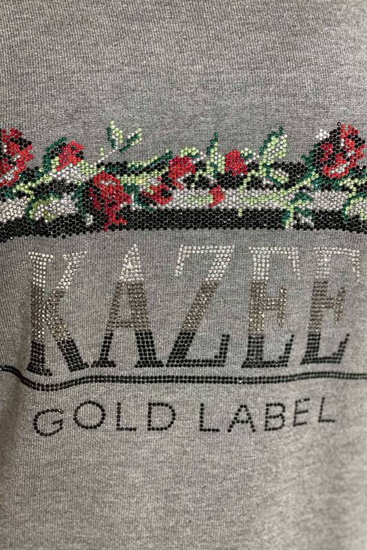Wholesale Women's Knitwear Sweater Kazee Written Rose Pattern - 15996 | KAZEE