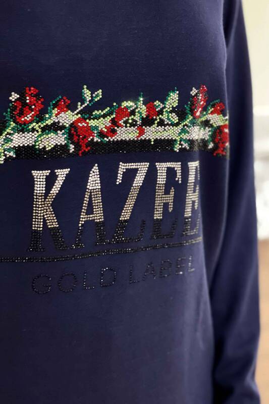 Wholesale Women's Knitwear Sweater Kazee Written Rose Pattern - 15996 | KAZEE