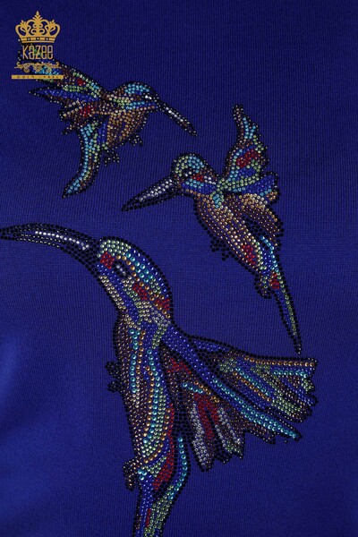 Wholesale Women's Knitwear Sweater Bird Patterned Saks - 16459 | KAZEE - Thumbnail