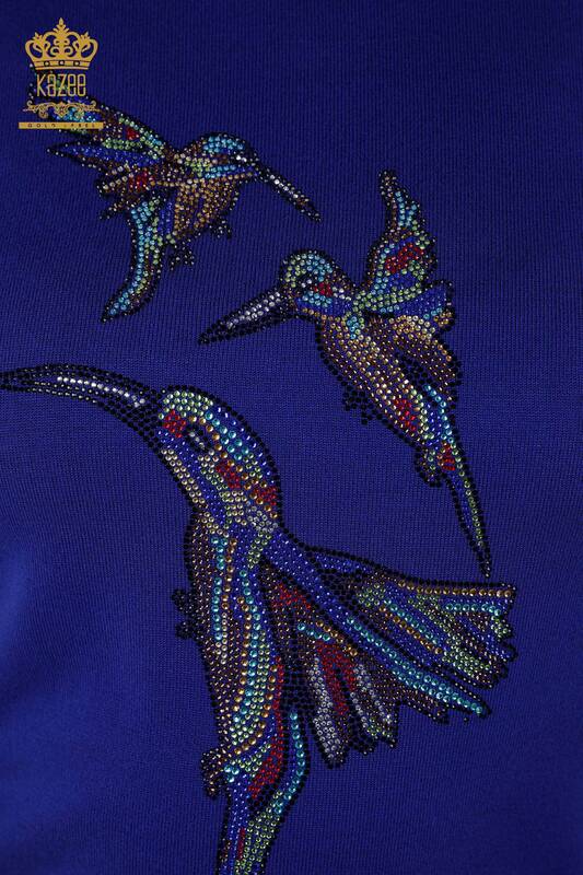 Wholesale Women's Knitwear Sweater Bird Patterned Saks - 16459 | KAZEE