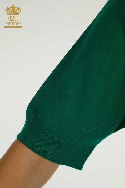 Wholesale Women's Knitwear Sweater Leopard Stone Embroidered Green - 30324 | KAZEE - Thumbnail