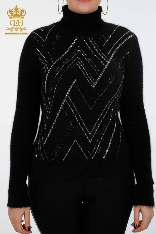 Wholesale Women's Knitwear Sweater Line Detailed Stone Embroidered - 18908 | KAZEE
