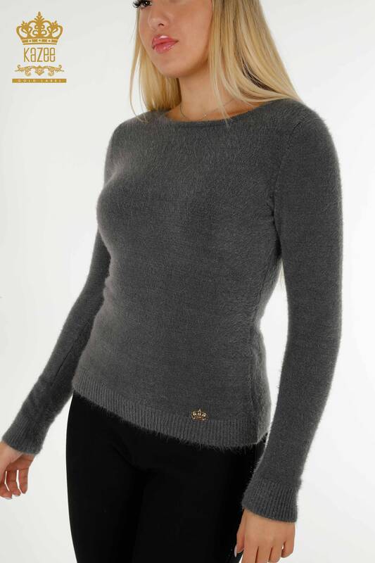 Wholesale Women's Knitwear Sweater with Logo Angora Anthracite - 18432 | KAZEE