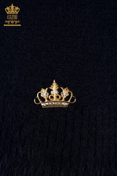 Wholesale Women's Knitwear Sweater with Logo Angora Navy Blue - 18432 | KAZEE - Thumbnail