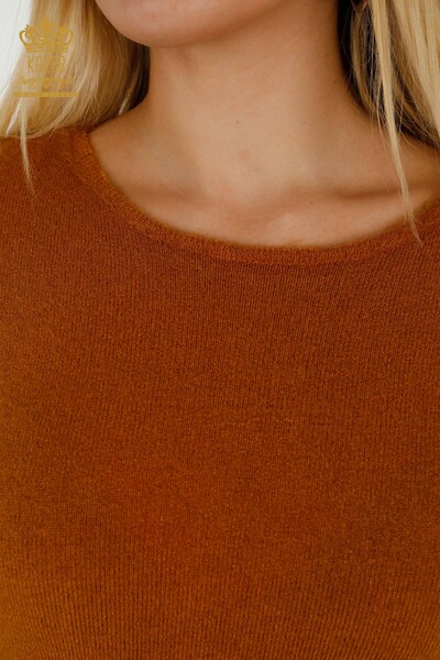 Wholesale Women's Knitwear Sweater with Logo Angora Mustard - 18432 | KAZEE - 3