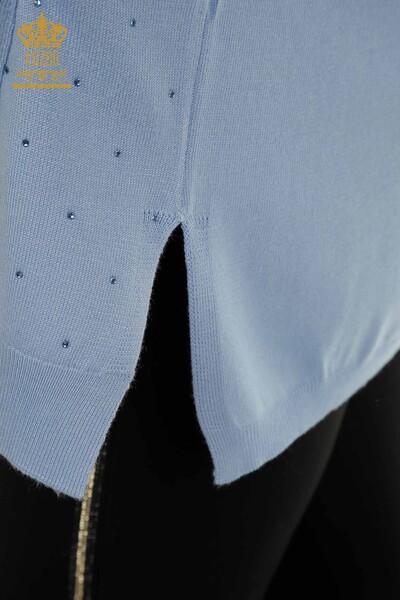 Wholesale Women's Knitwear Sweater Long Sleeve Blue - 30624 | KAZEE - Thumbnail