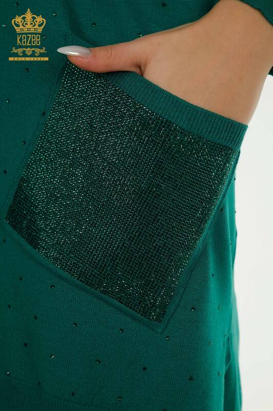 Wholesale Women's Knitwear Sweater Long Sleeve Green - 30624 | KAZEE