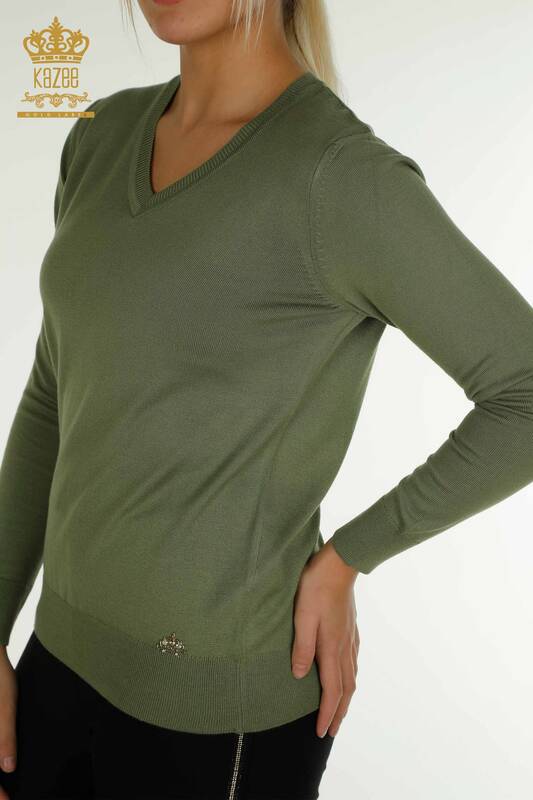 Wholesale Women's Knitwear Sweater Long Sleeve Khaki - 11071 | KAZEE