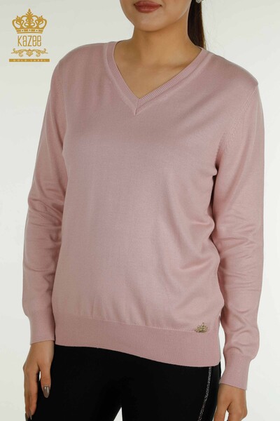 Wholesale Women's Knitwear Sweater Long Sleeve Powder - 11071 | KAZEE - Thumbnail