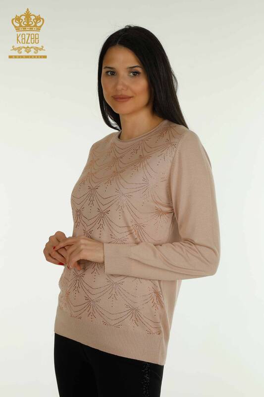 Wholesale Women's Knitwear Sweater Long Sleeve Powder - 30635 | KAZEE