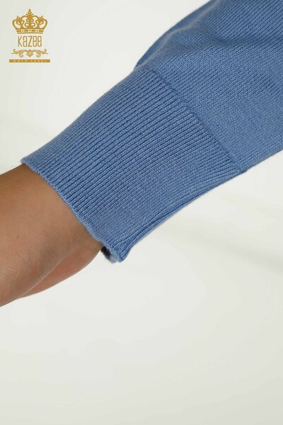 Wholesale Women's Knitwear Sweater Long Sleeve Dark Blue - 11071 | KAZEE - Thumbnail