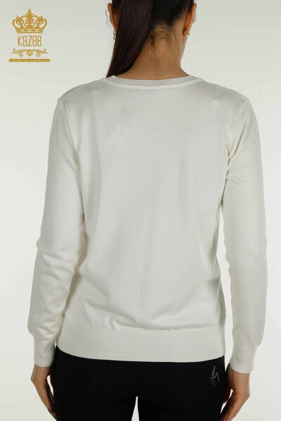 Wholesale Women's Knitwear Sweater Long Sleeve Ecru - 11071 | KAZEE - Thumbnail
