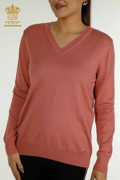 Wholesale Women's Knitwear Sweater Long Sleeve Dusty Rose - 11071 | KAZEE - Thumbnail