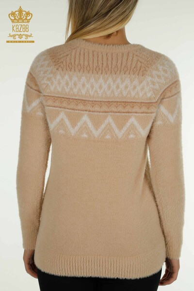 Wholesale Women's Knitwear Sweater Patterned Angora Beige - 30682 | KAZEE - Thumbnail