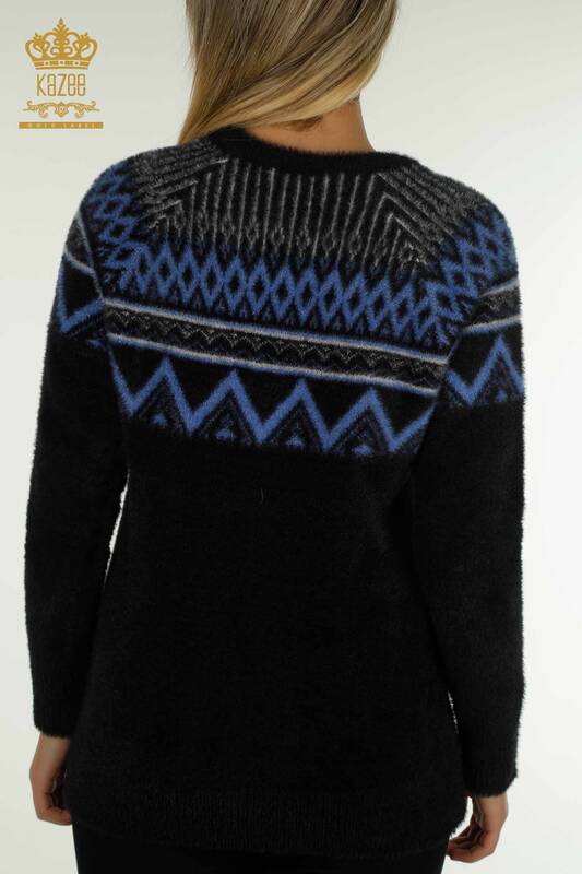 Wholesale Women's Knitwear Sweater Patterned Angora Black - 30682 | KAZEE