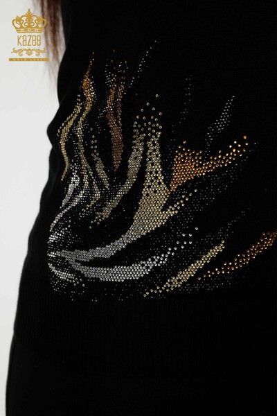 Wholesale Women's Knitwear Sweater - Patterned - Black - 30005 | KAZEE - Thumbnail